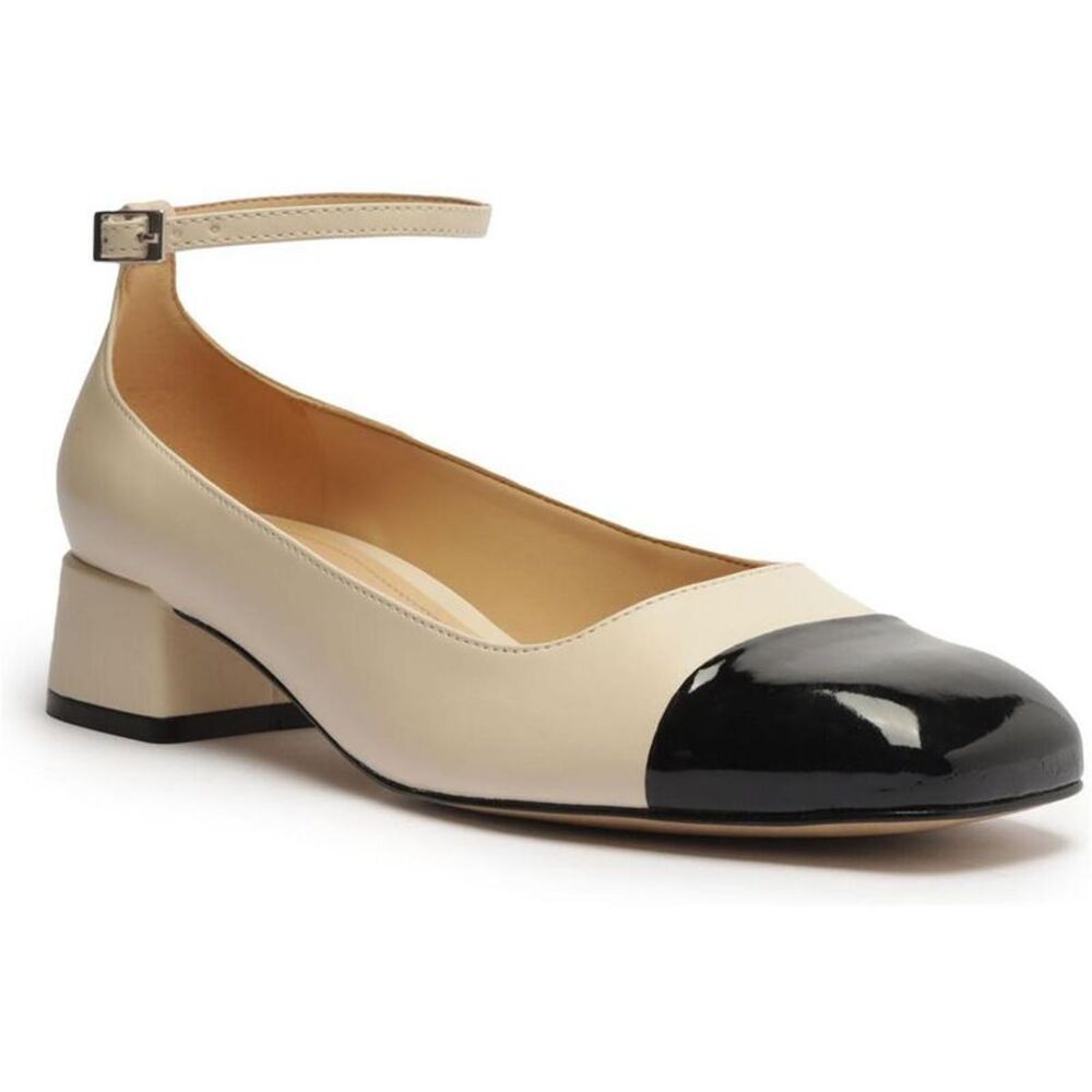 Arezzo Womens CHOLE Tan Leather Ankle strap Square toe Block Heels NWT